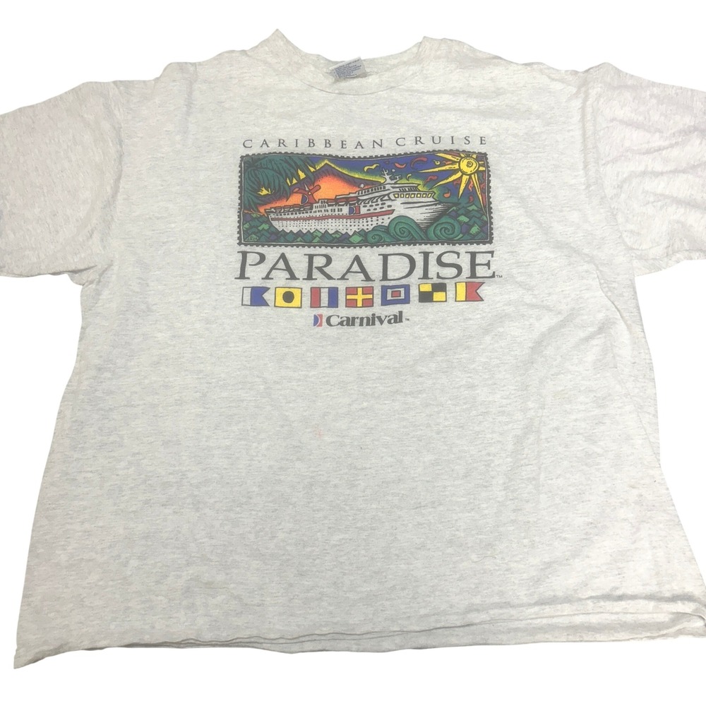 Vintage 90s‎ Carnival Cruise Paradise T Shirt XXL Gray All Sport Single Stitch